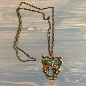 Gold owl pendant necklace
